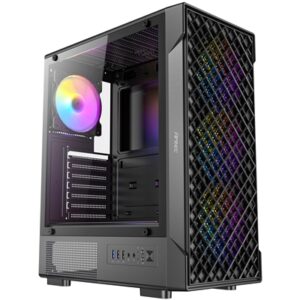 Antec VX320 ARGB  Mid-Tower Gaming PC Case - Pre-Installed 4 x 120mm ARGB Fans, Tempered Glass Side Panel, High-Airflow Mesh Front - ATX/Micro-ATX/ITX - Image 2