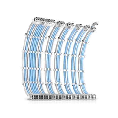 Antec White/Blue PSU Extension Cable Kit - 6 Pack (1x 24 Pin, 1x 4+4 Pin, 2x 8 Pin, 2x 6 Pin) - Image 2