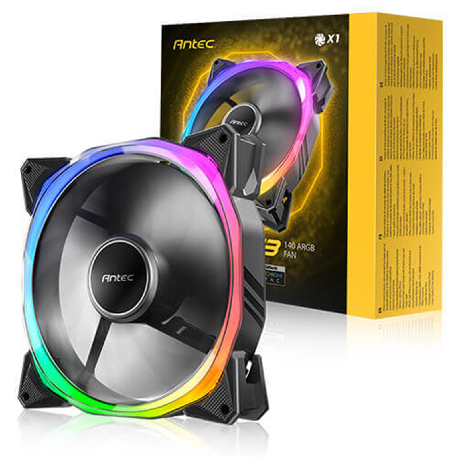 Antec Fusion T3 140mm ARGB PWM Case Fan - Hydraulic Bearing, 600-1500 RPM, Black - Image 3