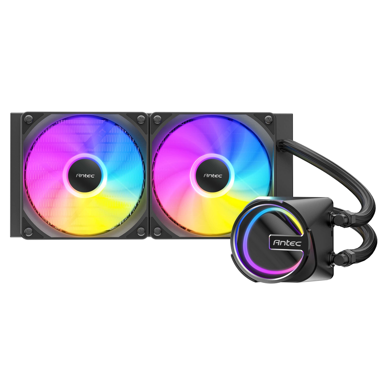 Antec Skeleton 240 ARGB Liquid CPU Cooler, Universal Socket, Black, 240mm Radiator, PWM up to 2000 RPM Cooling Fans, Addressable RGB LED Lighting - Image 3