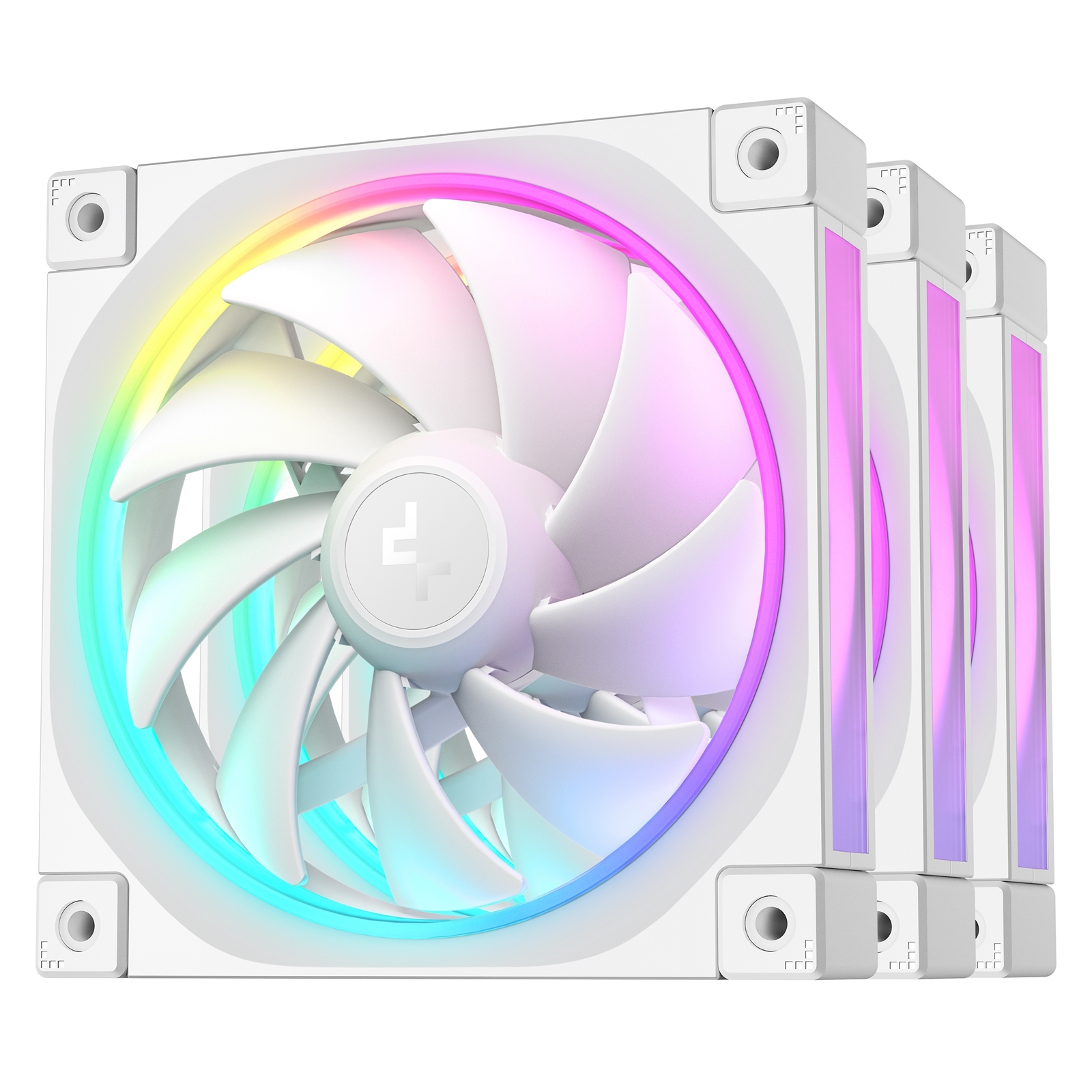 DeepCool FL12 120mm PWM 3 Pack White Fan - High Performance, Low Noise, Fluid Dynamic Bearing, 36 ARGB LEDs, 500-2150 RPM, 55 CFM Airflow, 4-Pin PWM Control - Image 3