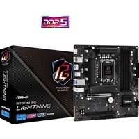 ASRock B760M PG Lightning Intel 1700 Socket Motherboard, Micro-ATX, 4x DDR5 Slots, 4x M.2 Sockets, 1x USB-C Port, 2.5GbE LAN, 1x DisplayPort / 1x HDMI Port