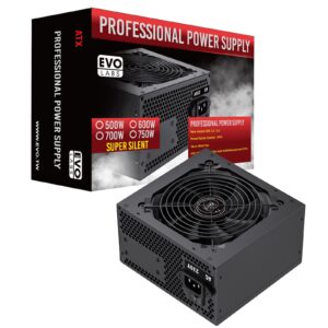 EVO LABS BR500-12BL 500W PSU,120mm Black Silent Fan with Improved Ventilation, Non Modular, High-Efficiency, PFC Certified, CE Compliant, Retail Packaged - Image 3
