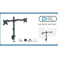 piXL Double Monitor Arm, For Upto 2x 27 inch Monitors, Desk Mounted, VESA dimensions of 75x75mm or 100x100mm, 180 Degrees Swivel, 15 Degrees Tilt, Weight Upto 10kg per screen, Built in Cable Management - Image 4