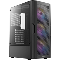 ANTEC AX20 Case, Black, Mid Tower, 1 x USB 3.0 / 2 x USB 2.0, Tempered Glass Side Window Panel, Slanted Bar & Mesh Design for Massive Airflow, 3 x RGB LED Fans Included, ATX, Micro ATX, Mini-ITX - Image 4