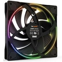 be quiet! Light Wings PWM High Speed Addressable RGB Fan, 140mm, 2200RPM, 4-Pin PWM Fan & 3-Pin ARGB Connectors, Black Frame, Black Blades, ARGB Lighting on Front & Rear - Image 6