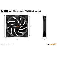 be quiet! Light Wings PWM High Speed Addressable RGB Fan, 140mm, 2200RPM, 4-Pin PWM Fan & 3-Pin ARGB Connectors, Black Frame, Black Blades, ARGB Lighting on Front & Rear - Image 8