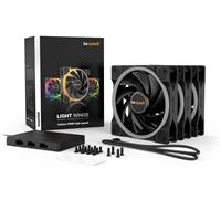 be quiet! Light Wings PWM High Speed Addressable RGB Fan Pack, 120mm, 2500RPM, 4-Pin PWM Fan & 3-Pin ARGB Connectors, Black Frame, Black Blades, ARGB Lighting on Front & Rear, Addressable RGB Hub Included - Image 8