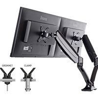 iiyama DS3002C-B1 Dual Gas Spring Monitor Arm, Desk Mount, Fits 2 x 27 Inch Flat Screens, Tilt, Swivel, Height, Rotation - Image 4