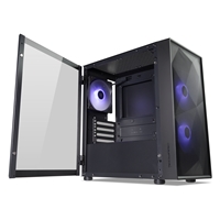 TecWare Forge M2 mATX PC Case, Compact High Airflow Mesh Front Panel, 3 x ARGB Fans Included, Hinged Tempered Glass Door, Supports 240mm Radiator, mATX/ITX, Black - Image 5