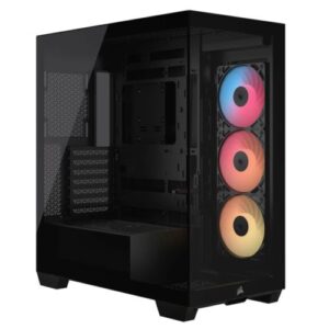 Corsair 3500X RS-R ARGB Gaming Case w/ Glass Side & Front, E-ATX, 3x Reverse ARGB Fans, USB-C, Asus BTF Compatible, Black