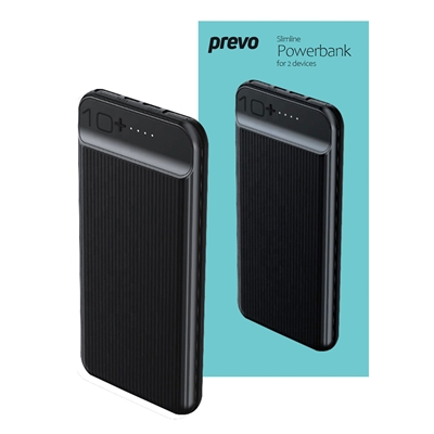 Prevo SP3012 Power bank,10000mAh Portable Fast Charging for Smart Phones, Tablets and Other Devices, Slim Design, Dual-Port with USB Type-C and Micro USB Connection, Black - Image 2