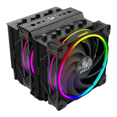 Akasa Soho H7 ARGB CPU Cooler, Black, 2x 120mm PWM Fan, Dual Tower, Aluminium Fins, 7x Copper Heatpipes, Intel/AMD - Image 2