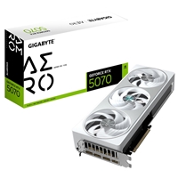 Gigabyte NVIDIA GeForce RTX 5070 AERO OC 12GB GDDR7 Graphics Card, 6144 CUDA Cores, 2625 MHz Core Clock, Triple Fan, White, RGB, 3x DisplayPorts / 1x HDMI Port