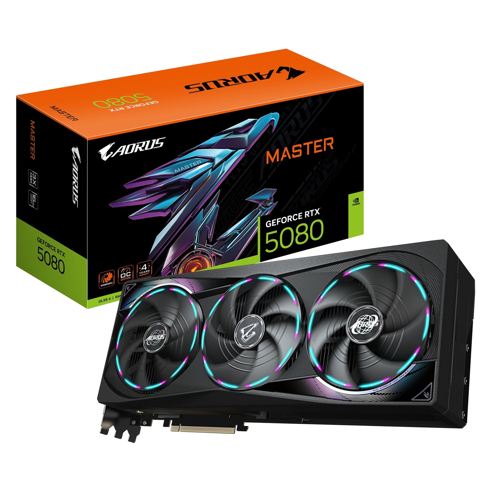 Gigabyte NVIDIA GeForce RTX 5080 AORUS MASTER 16GB GDDR7 Graphics Card, 10752 CUDA Cores, 2805 MHz Core Clock, Triple Fan, RGB, 3x DisplayPorts / 1x HDMI Port - Image 3