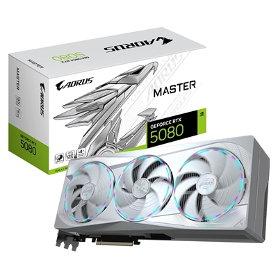 Gigabyte NVIDIA GeForce RTX 5080 AORUS MASTER ICE 16GB GDDR7 Graphics Card, 10752 CUDA Cores, 2805 MHz Core Clock, Triple Fan, White, RGB, 3x DisplayPorts / 1x HDMI Port - Image 2