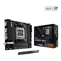 ASRock A620AI WIFI AMD AM5 Socket Motherboard, Mini-ITX, 2x DDR5 Slots, 2x M.2 Socket, 2.5GbE LAN, Wi-Fi 6E, 1x HDMI Port
