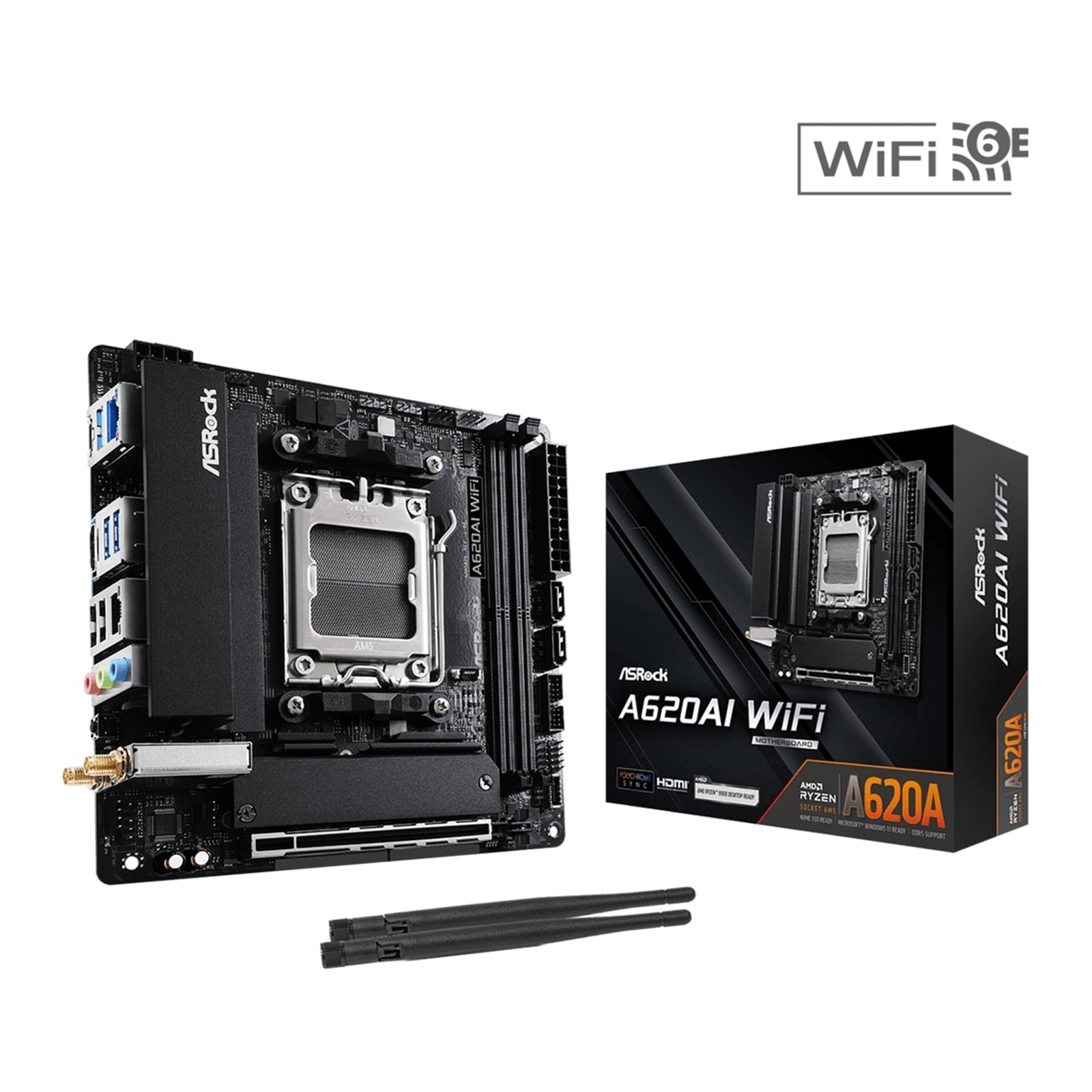 ASRock A620AI WIFI AMD AM5 Socket Motherboard, Mini-ITX, 2x DDR5 Slots, 1x M.2 Socket, GbE LAN, 1x HDMI Port - Image 3