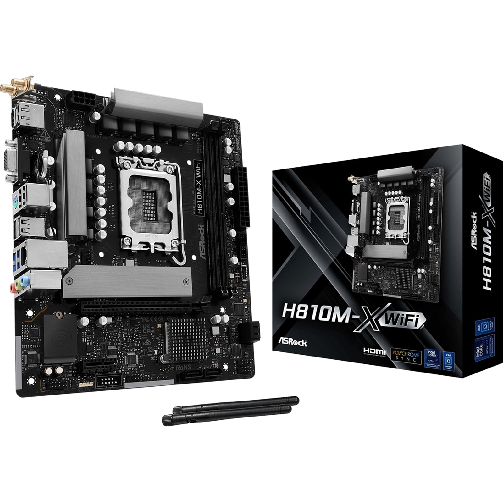 ASRock H810M-X WIFI Intel Socket 1851 Motherboard, 2 x DDR5 DIMM Slots, 1 x M.2 Socket (Key E), 1 x USB 3.2 Type-C, 2.5G LAN, 802.11ac Wi-Fi Module, 1 x HDMI Port/ 1 x Display Port - Image 3