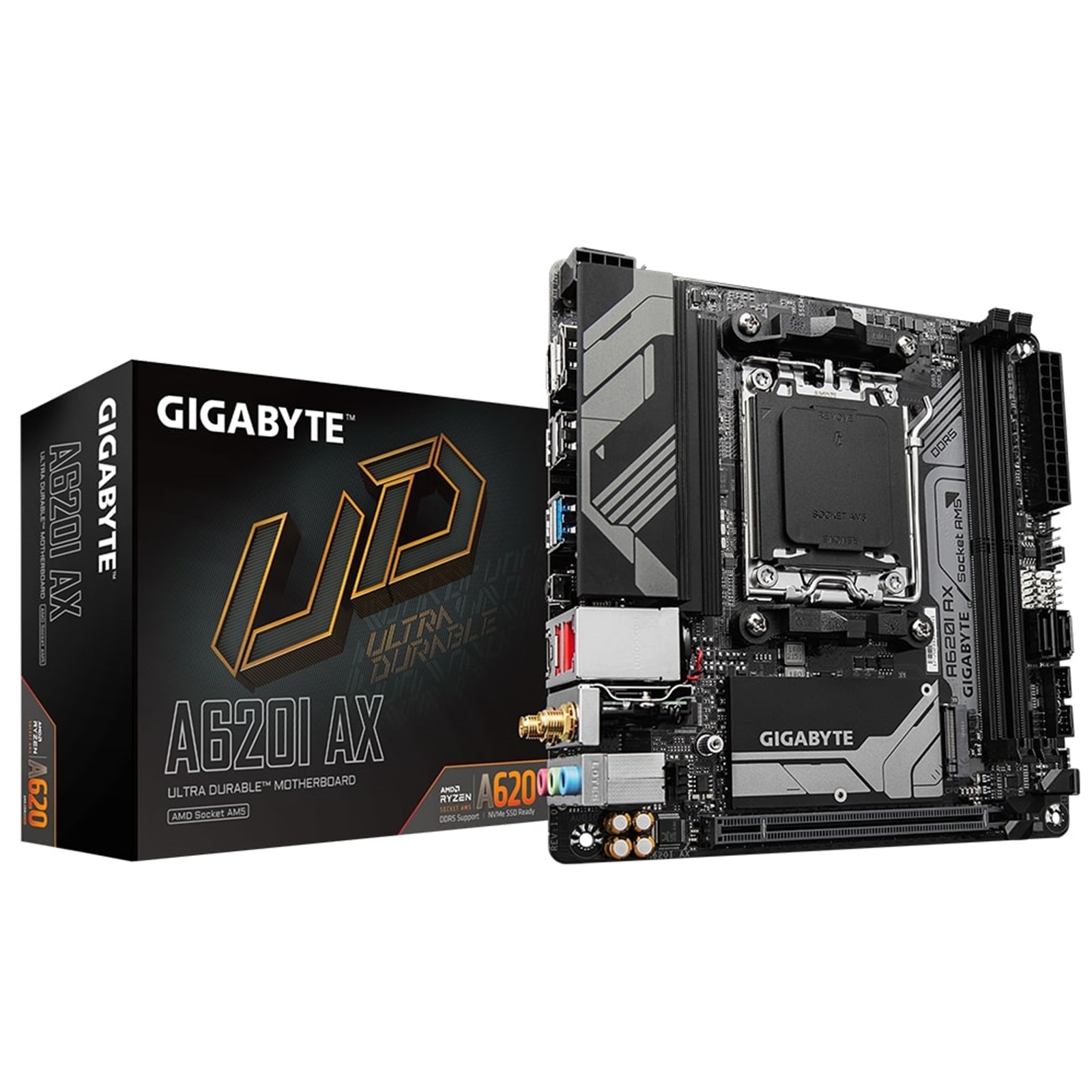 Gigabyte A620I AX (rev. 1.0) AMD5 Socket Motherboard, Mini-ITX, 2x DDR5 Slots, 1x M.2 Socket, 2.5GbE LAN, 1 x Display/1x HDMI Port - Image 3