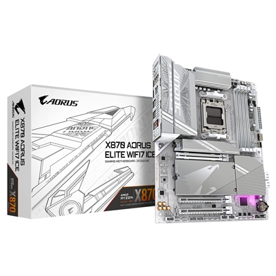 Gigabyte X870 AORUS ELITE WIFI7 ICE AMD AM5 Socket Motherboard, ATX, 4x DDR5 Slots, 4x M.2 Sockets, Fitted I/O Shield, 2.5GbE LAN, Wi-Fi 7, 1x HDMI Port / 2x USB-C (USB4) - Image 2