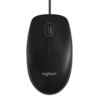 Logitech B100 Wired USB Mouse, 3-Buttons, 1000dpi and Optical Tracking, Ambidextrous Design for PC, Mac and Laptop, Black