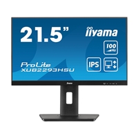 iiyama PROLITE XUB2293HSU-B7 22 inch IPS Monitor, Full HD, 1ms, USB Hub, HDMI, DisplayPort, Freesync, 100Hz, Speakers, Black, Internal PSU, VESA, Height Adjustable, Pivot