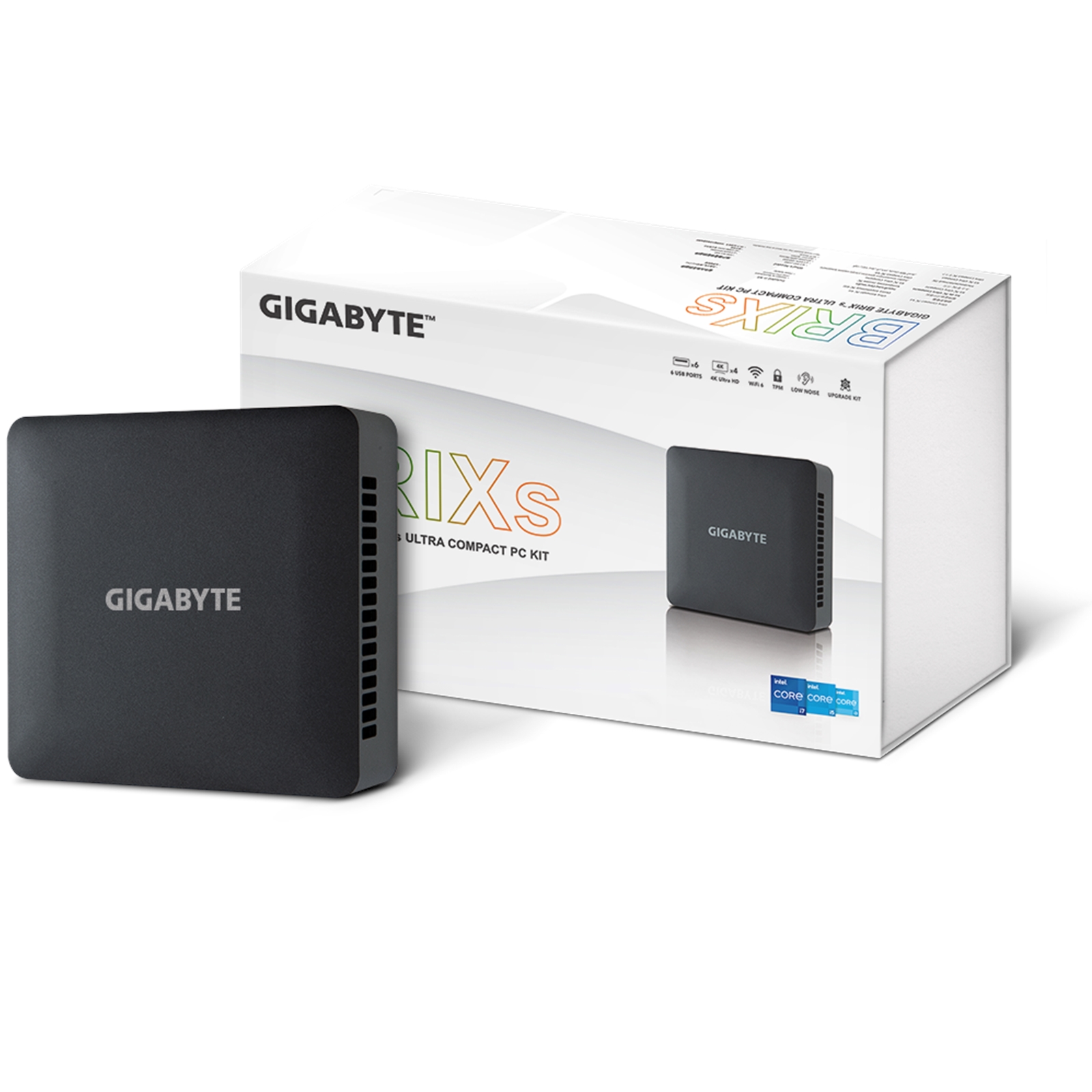 Gigabyte BRIX (GB-BRI7H-1355) Barebone Kit, Intel Core i7-1355U 5.0GHz 10 Core CPU, 2 x DDR4 SO-DIMM Slots, 1 x M.2 2280 Slot, 1x 2.5" SATA Slot, Wi-Fi 6 & Bluetooth 5.2 - Image 3