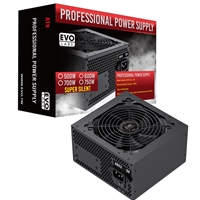 EVO LABS BR500-12BL 500W PSU,120mm Black Silent Fan with Improved Ventilation, Non Modular, High-Efficiency, PFC Certified, CE Compliant, Retail Packaged