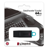 Kingston DataTraveler Exodia 64GB USB 3.2 Black with Cyan loop USB Flash Drive - Image 5