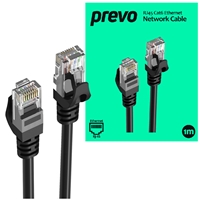 Prevo CAT6-BLK-1M Network Cable, RJ45 (M) to RJ45 (M), CAT6, 1m, Black, Oxygen Free Copper Core, Sturdy PVC Outer Sleeve & Clip Protector, Retail Box Packaging - Image 4