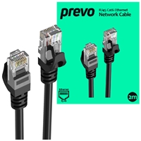 Prevo CAT6-BLK-2M Network Cable, RJ45 (M) to RJ45 (M), CAT6, 2m, Black, Oxygen Free Copper Core, Sturdy PVC Outer Sleeve & Clip Protector, Retail Box Packaging - Image 4