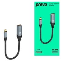 Prevo USBC-HDMI-ADA Display Converter Adapter, USB Type-C (M) to HDMI (F), 0.2m, Black & Silver, HDMI 2.0, Supports up to 4K@60Hz, Braided Cable, Retail Box Packaging - Image 4