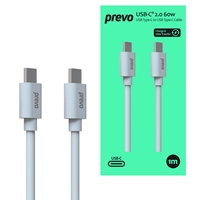 Prevo USB 2.0 60W C to C PVC cable, 20V/3A, 480Mbps, White, Superior Design & Performance, Retail Box Packaging - Image 6