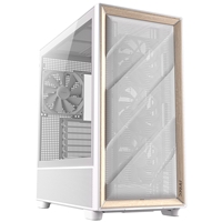 Antec FLUX Mid Tower PC Case - Tempered Glass, White/Wood, 5 PWM Fans, USB-C, E-ATX/ATX/mATX/ITX Compatibility - Image 4