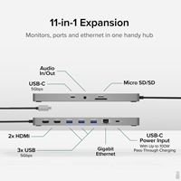 Plugable USBC-11IN1E 11 in 1 Portable USB-C Ethernet Docking Station - Image 4