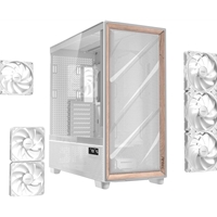 Antec Flux PRO Full Tower PC Case with Tempered Glass, White/Wood, 6 Pre-Installed Fans, USB Type-C, E-ATX/ATX/mATX/mITX Compatibility - Image 8