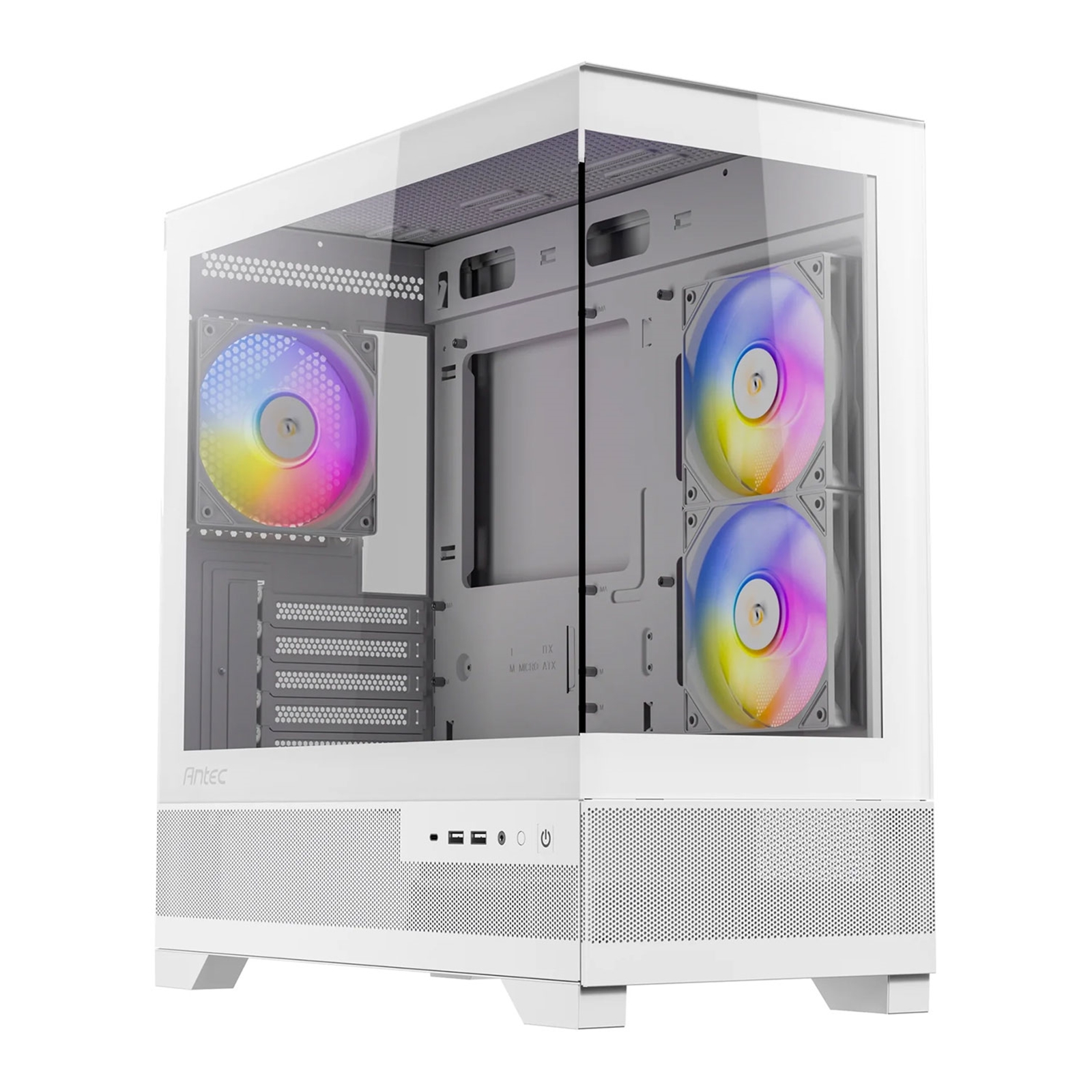 ANTEC CX500M Micro Tower Gaming Case, White, ARGB, 2 x USB 3.0 / 1 x USB Type-C, Tempered Glass Side Panel, Micro-ATX/ITX - Image 3