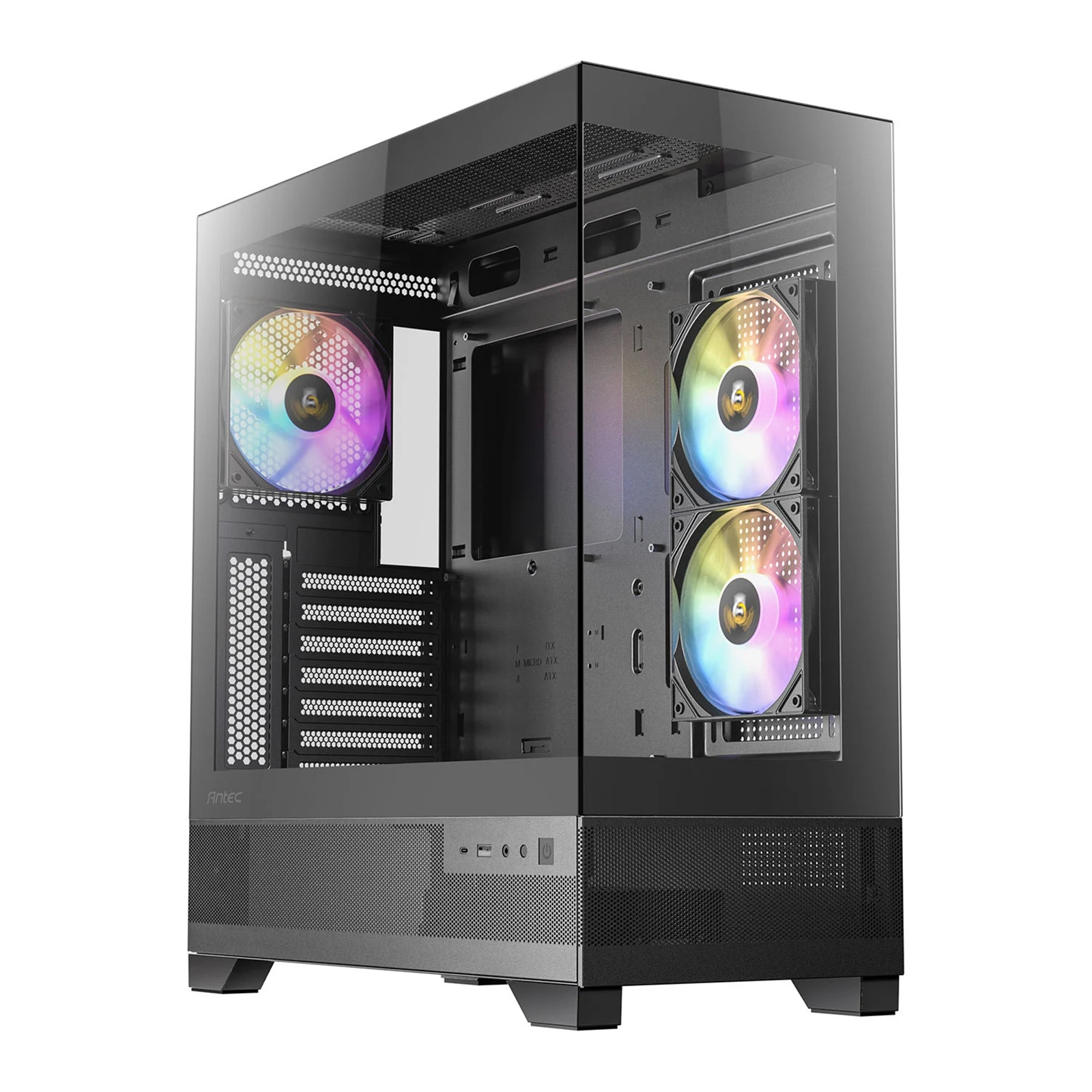 ANTEC CX700 Mid Tower Gaming Case, Black, 270 Full-View Tempered Glass, 3 x 120 mm ARGB PWM Fans, 1 x USB 3.0 / 1 x USB Type-C, ATX, Micro ATX, ITX - Image 3