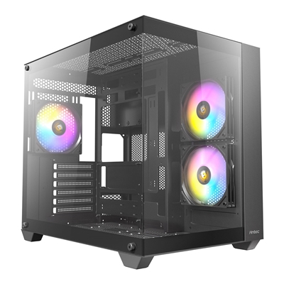 ANTEC CX800 Mid Tower Gaming Case, Black, 270 Full-view tempered glass, 3 x 120mm ARGB reverse fans, 1x USB 2.0 / 1x USB 3.0, ATX, Micro ATX, ITX - Image 2