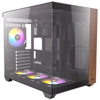 Antec CX800 Wood ARGB Mid-Tower PC Case with 3-Sided Tempered Glass Panoramic View, 9 Fan Positions, USB-C & USB-A