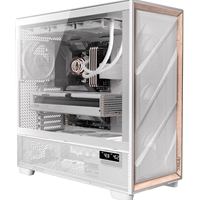 Antec Flux PRO Full Tower PC Case with Tempered Glass, White/Wood, 6 Pre-Installed Fans, USB Type-C, E-ATX/ATX/mATX/mITX Compatibility