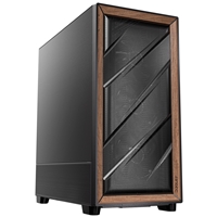 Antec Flux SE Full Tower PC Case with Solid Side Panel, Black/Wood, 5x Pre-Installed Fans, USB Type-C, E-ATX/ATX/mATX/mITX Compatibility