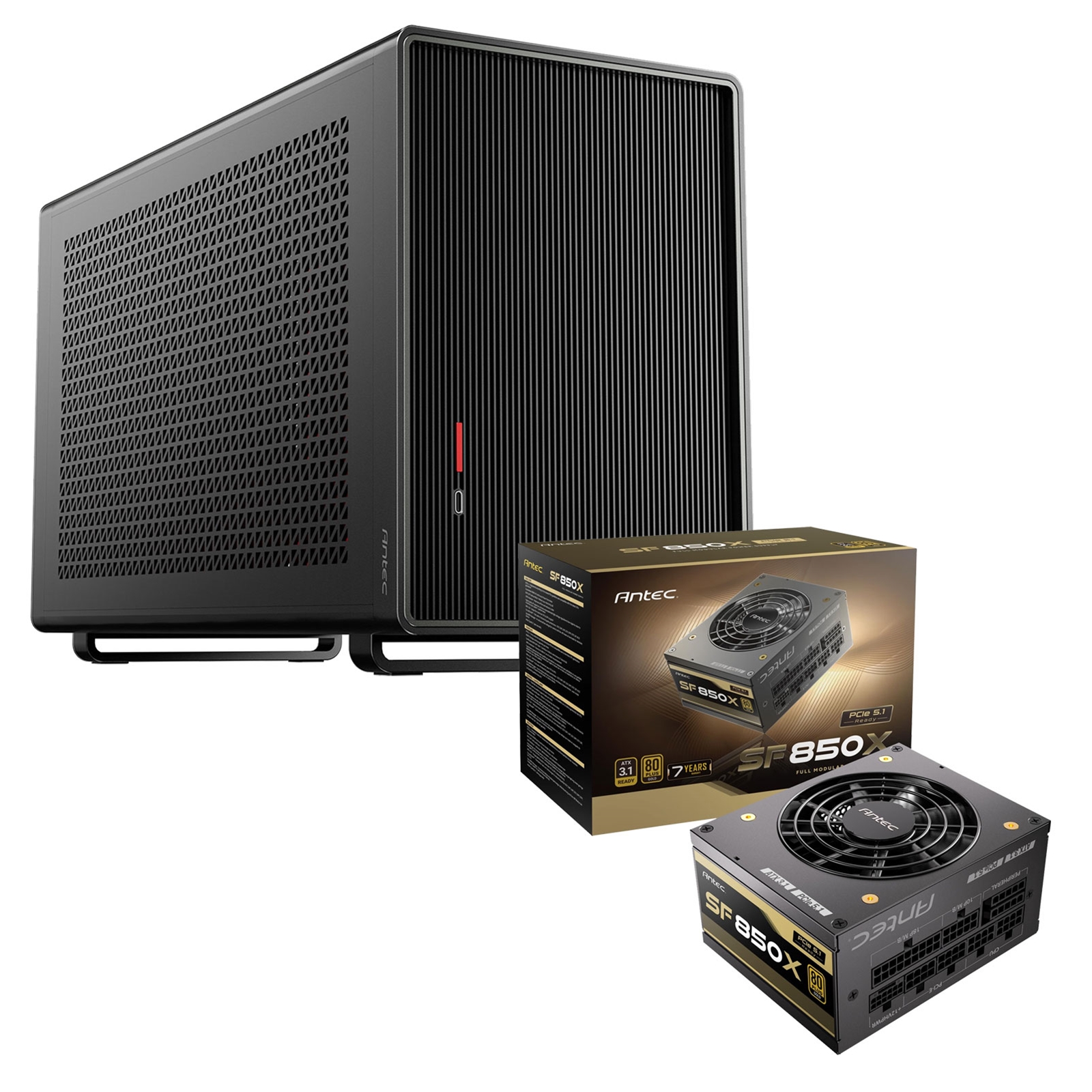 Antec Performance 1M Black Mini-ITX Gaming Case with Aluminum Finish + SF850X 850W 80 PLUS Gold Fully Modular SFX Power Supply Bundle - Image 3