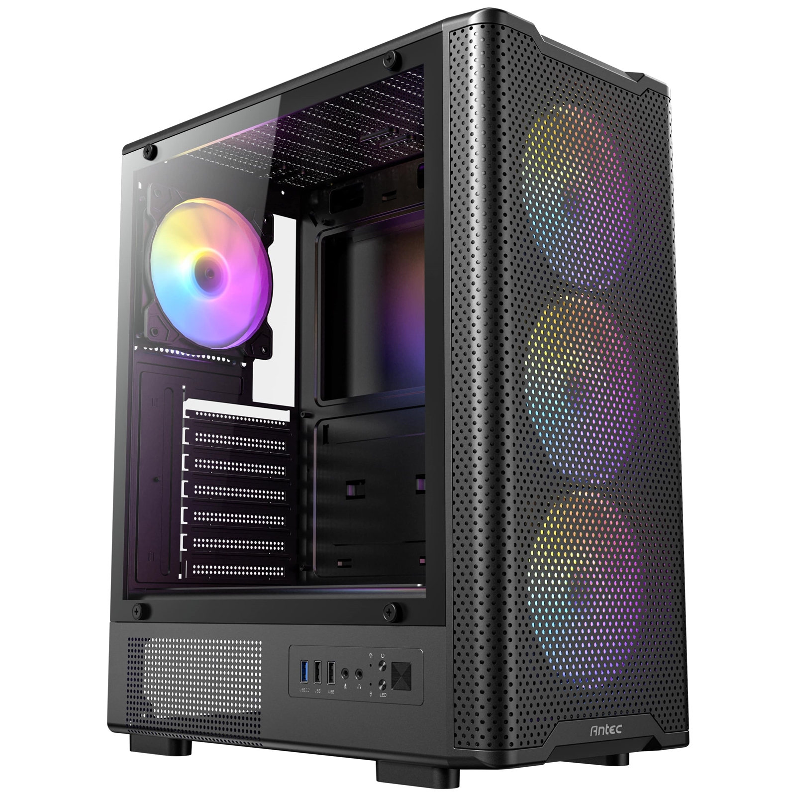 Antec VX310 ARGB Mid-Tower Gaming PC Case - Pre-Installed 4 x 120mm ARGB Fans, Tempered Glass Side Panel, High-Airflow Mesh Front - ATX/Micro-ATX/ITX - Image 3