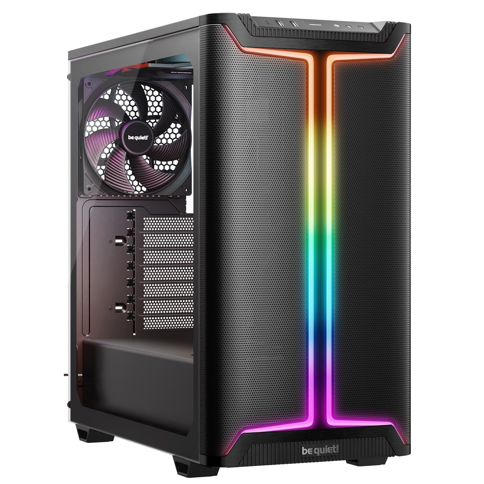 be quiet! Pure Base 501 DX Airflow Window Black ATX Mid Tower ARGB Case with USB-A, USB-C, 3 x Pure Wings 3 140mm Black PWM Fans - Image 3