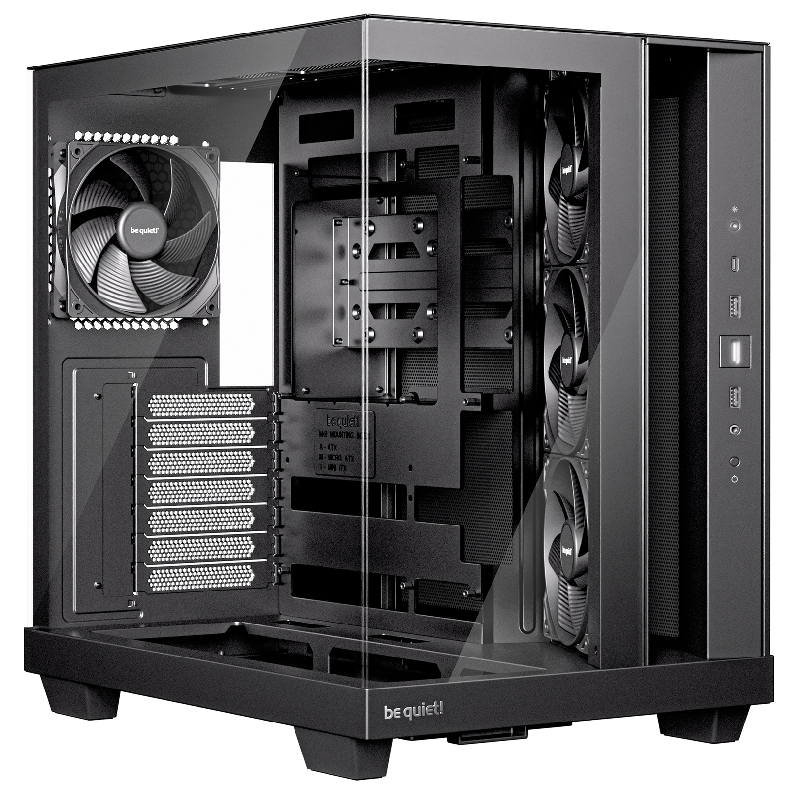 be quiet! Light Base 500 BGW83 Mid-Tower Case, Tempered Glass, 4x 120mm PWM Fans, High-Airflow ATX Case, USB-C, 360mm Radiator Support, Vertical GPU Mount, Black - Image 3