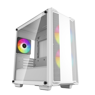 DeepCool CC360 ARGB WH, White, Mini Tower Chassis w/ Tempered Glass Window, 3x 120mm ARGB Fans, USB 3.0, mATX/mITX - Image 2