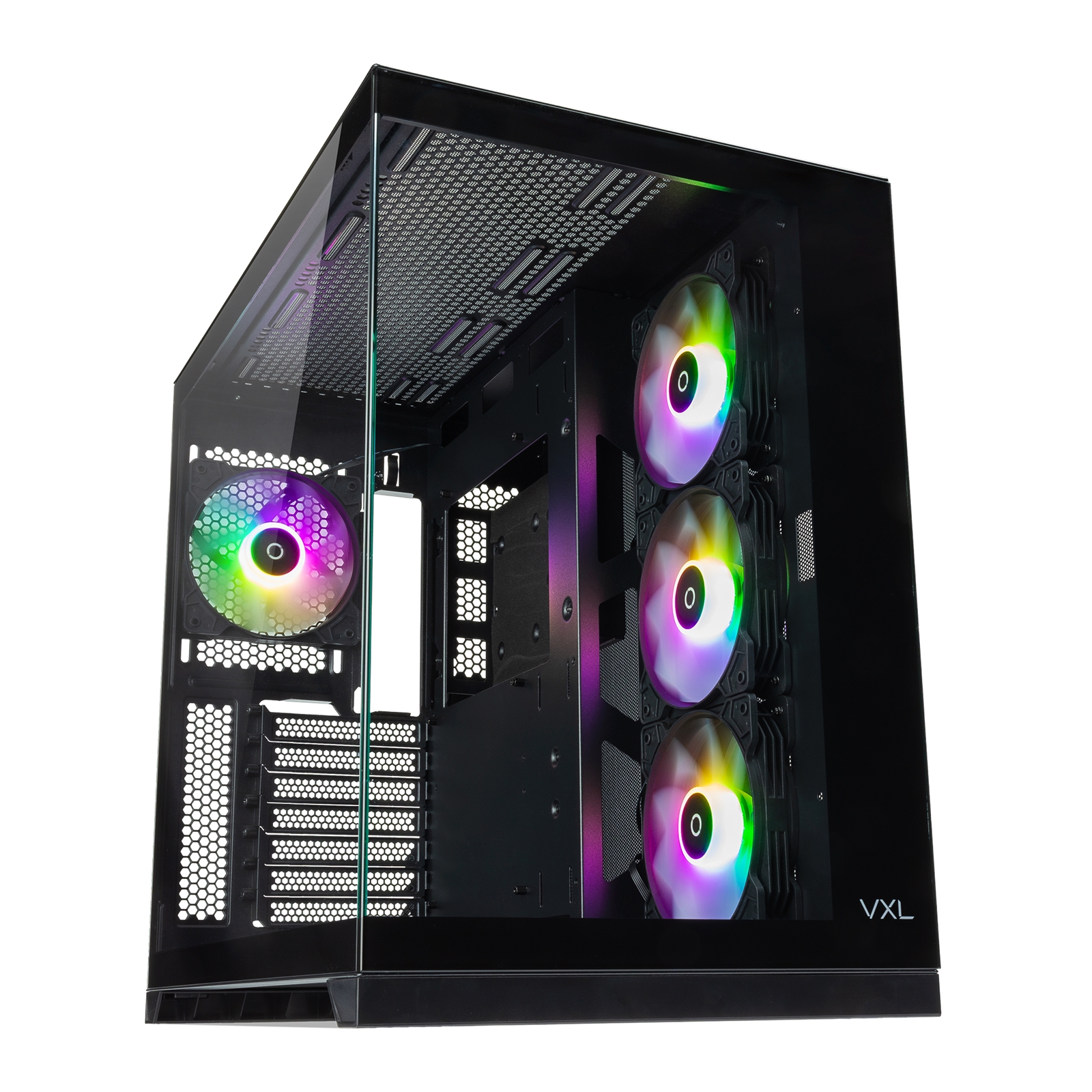 Tecware VXL EVO ARGB ATX Mid-Tower PC Case - Black, Dual-Chamber Design, 4 x 120mm ARGB Fans Pre-Installed, Infinity Glass Panels, ATX/mATX/ITX Support, High Airflow Gaming Chassis - Image 3
