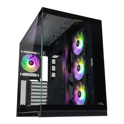 Tecware VXL EVO ARGB ATX Mid-Tower PC Case - Black, Dual-Chamber Design, 4 x 120mm ARGB Fans Pre-Installed, Infinity Glass Panels, ATX/mATX/ITX Support, High Airflow Gaming Chassis - Image 2